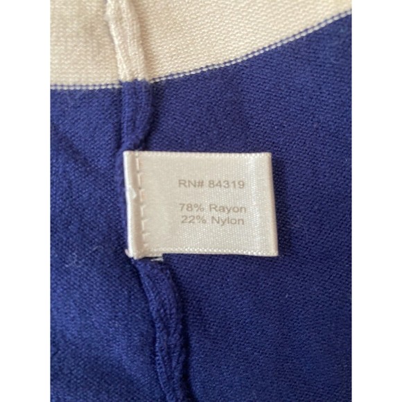 Boston Proper Striped Open Front Hooded Cardigan Sweater Womens Small Blue White - Picture 4 of 6